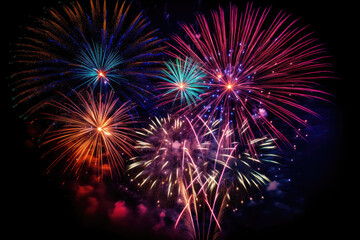 multicolored fireworks exploding in the sky at night