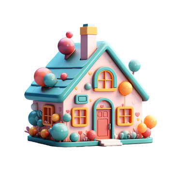 toy house on a white background HD 8K wallpaper Stock Photographic Image 