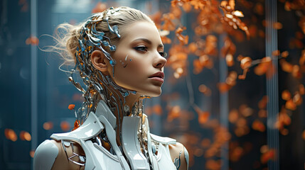 woman integrated with robotic technology