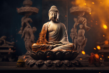 Buddha statue, award winning studio photography, professional color grading