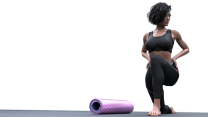 Woman working out, warm up, stretch - transparent background