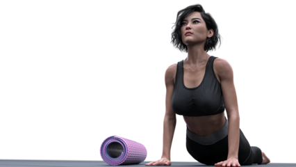 Woman working out, warm up, stretch -  transparent background