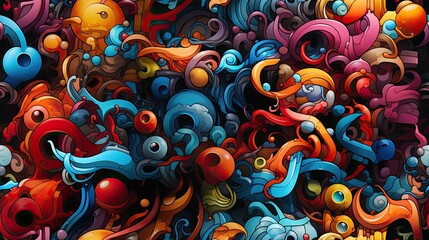 Seamless pattern with Colorful  Metropolitan Graffiti Fusion .