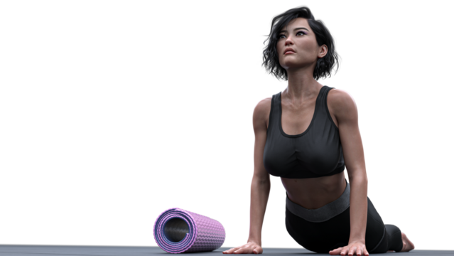 Woman working out, warm up, stretch - transparent background