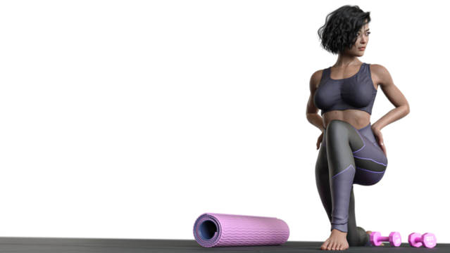 Woman working out, warm up, stretch - transparent background