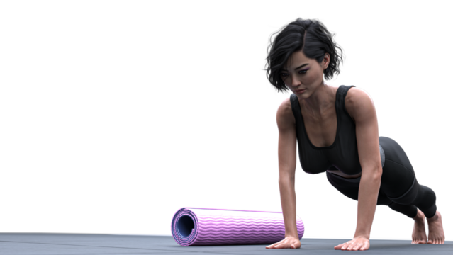Woman working out, warm up, stretch - transparent background