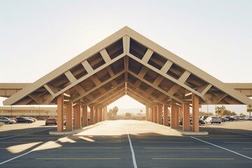 Fototapeta na wymiar solar panel structure in a parking lot. Generative AI
