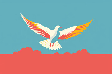 peace dove abstract colourful illustration. Symbol of peace and hope