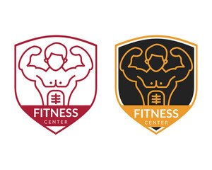 Fitness gym logo vector design and gym body template