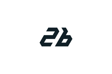 Monogram Letter 2B  Modern Initial Logo Design Linked Circle Vector Illustration	
