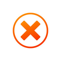 Cross icon. Orange gradient failed or mistake line icon. Error mark icon symbol. Vector stock illustration.