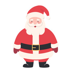 Christmas Santa Claus. Vector flat illustration. Design element for winter holidays, isolated on white background. Fun and cute character.