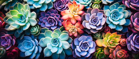 Colorful succulents in the form of a flower background.
