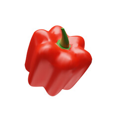 3D render red bell pepper. Realistic whole paprika. Tasty fresh ingredient for Asian, Mexican, Bulgarian food. Healthy organic vitamin vegetable. Vector illustration about sweet object