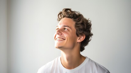 Cheerful young man, happy young man with light pink background, emotions on man's face	
 - obrazy, fototapety, plakaty