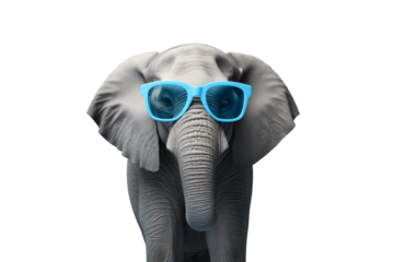 elephant wearing glasses isolated transparent background