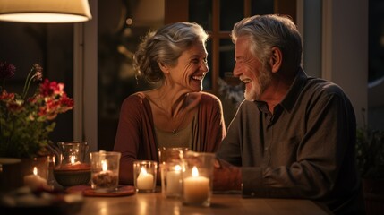 Valentines day, happy mature couple laughing