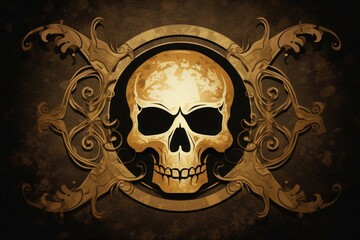 Vector style illustration of a skull and bones. Generative AI.
