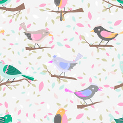 Seamless Pattern Birds in Ranch