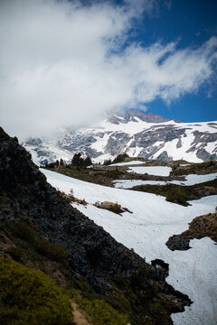 snow covered mountains