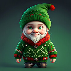 Young Gnome Boy with Rosy Cheeks and a Green Cap