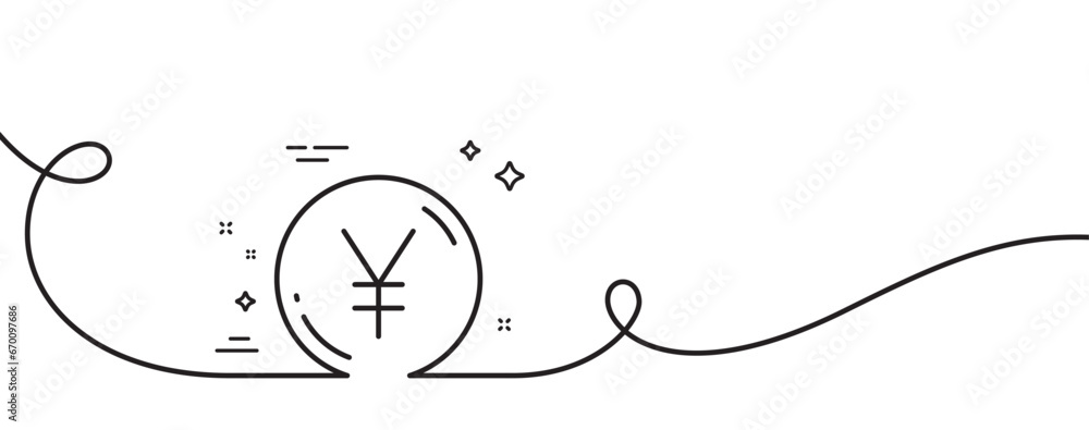 Poster yen money line icon. continuous one line with curl. jpy currency sign. cash coin symbol. yen money s