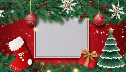 Fototapeta na wymiar Christmas decoration with white background for text