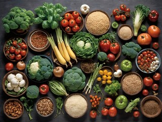 A Variety Of Vegetables And Fruits On A Table