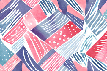 Obraz premium Watercolor geometric seamless pattern. Generative AI