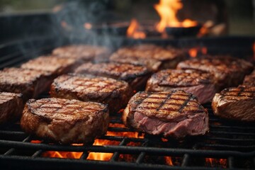 close up of meat on grill