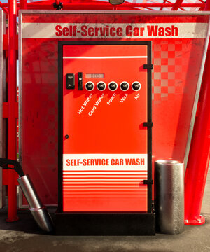 Car Wash Self-Service Machine with Time Counter, Red Vehicle Cleaning Equipment