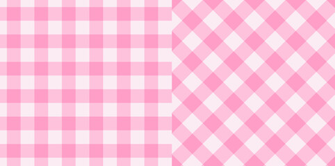 Gingham checkered plaid pattern in pink use for tablecloth, gift paper, napkin, blanket, scarf, textile and etc. - obrazy, fototapety, plakaty
