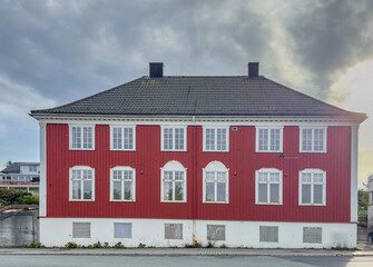 Old building (Former telegraph building,The telegraph building was built at the same time as Brønnøysund became a town in 1923) in Brønnøysund, Helgeland, Norway