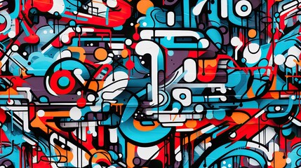 Seamless pattern with Colorful  Metropolitan street Graffiti.