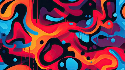 Seamless pattern with Colorful  Metropolitan street Graffiti.