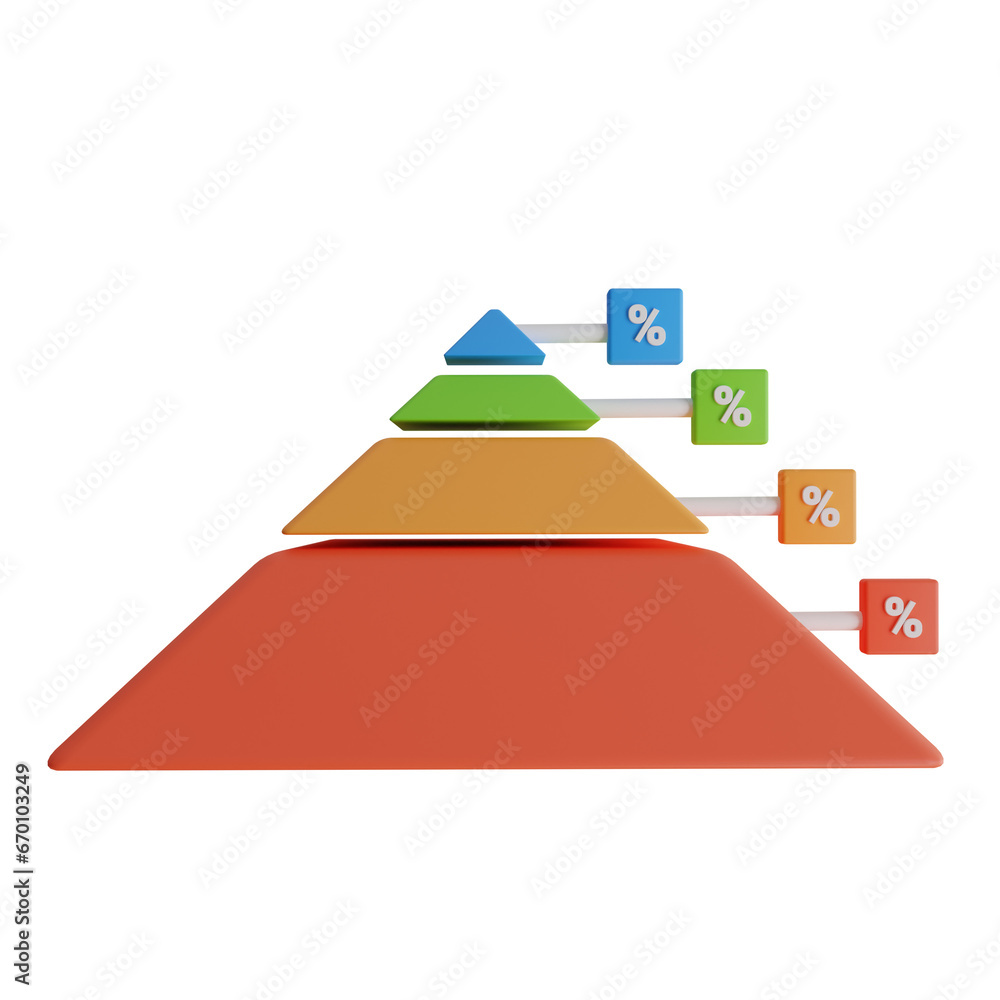 Aufkleber 3d red pyramid chart model with three levels. lavender-themed 3d red pyramid chart model for pyramid