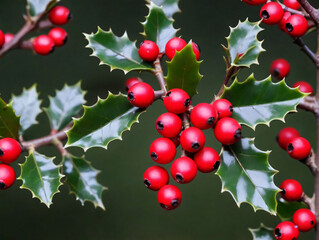 Obraz premium Holly With Red Berries