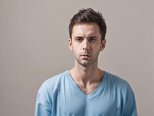 Obraz premium A Man With A Blue Shirt Looking At The Camera