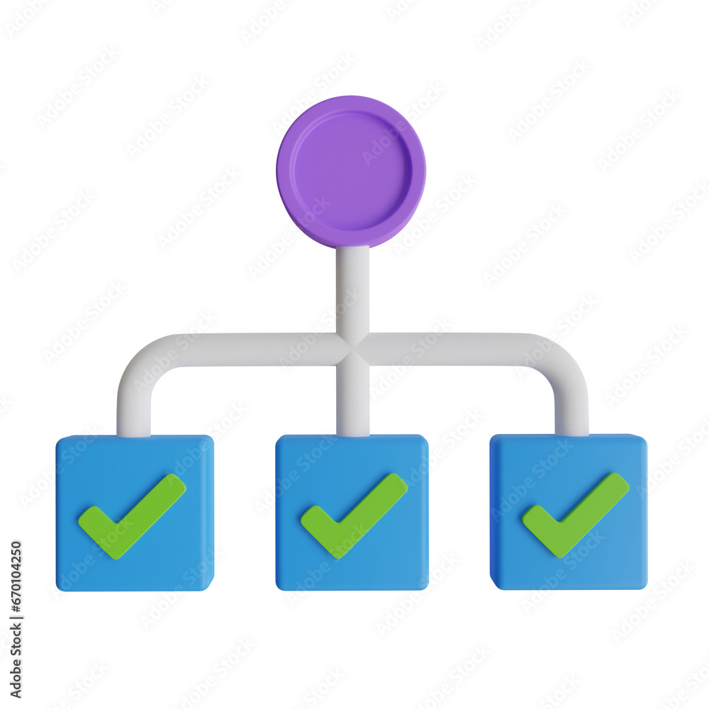 Aufkleber 3d blue flowchart model with three levels. lavender-themed 3d blue flowchart model for flowchart dat
