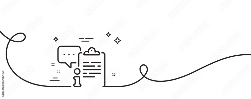 Poster clipboard document line icon. continuous one line with curl. agreement file sign. info data symbol. 