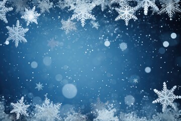 Fototapeta na wymiar Falling snow and snowflakes. Winter christmas abstract blue background. 