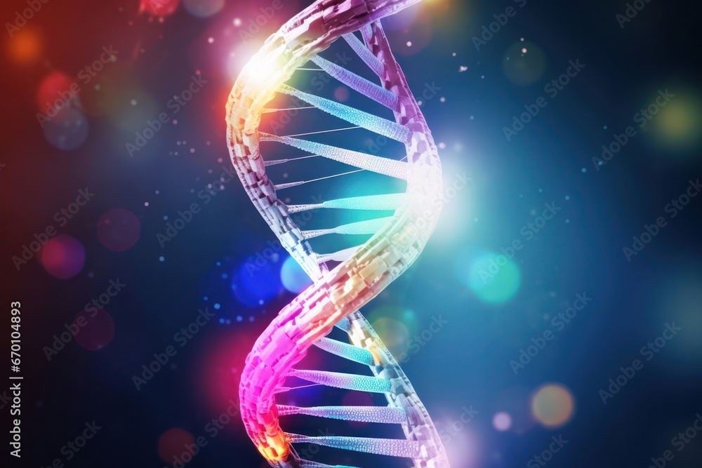 Poster bright colorful double helix backdrop backdrop generative ai