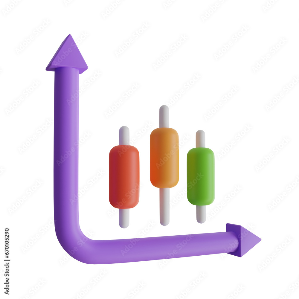 Poster 3d colored bar chart model with three parts. lavender-themed 3d colored bar chart model for bar data