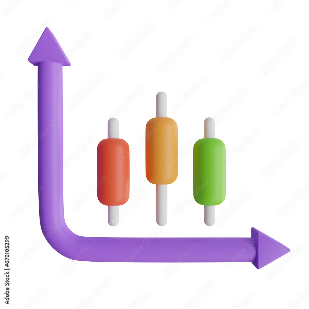 Poster 3d colored bar chart model with three parts. lavender-themed 3d colored bar chart model for bar data