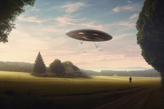 UFO in a field - Generative AI 