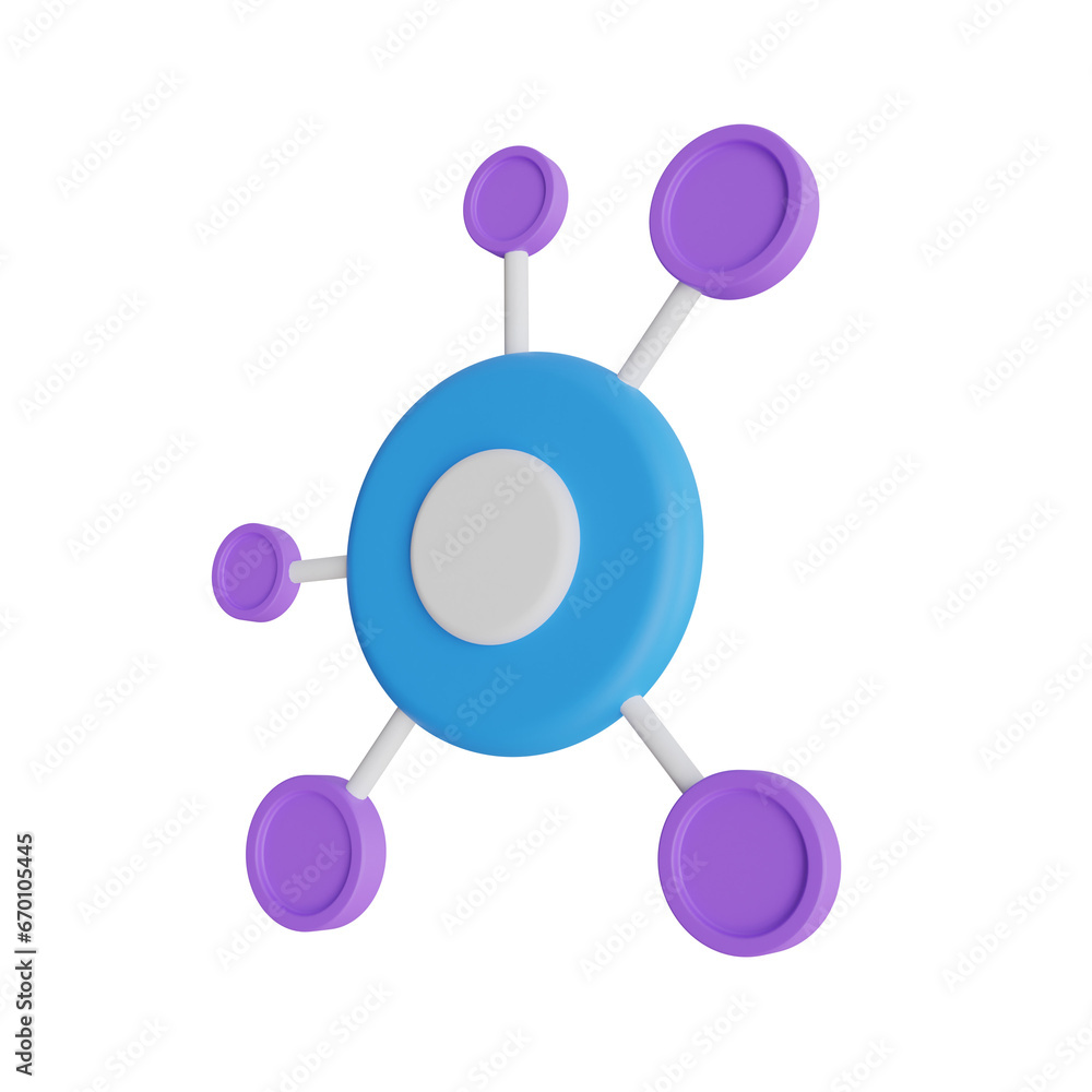 Poster 3d colored analysis model with three parts.lavender-themed 3d colored analysis model for analysis da
