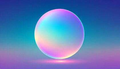 holographic gradient sphere vibrant gradient bright glowing round on blue background vector illustration