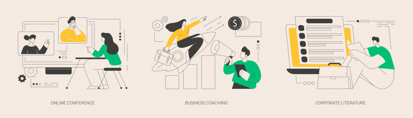 Business training abstract concept vector illustrations.
