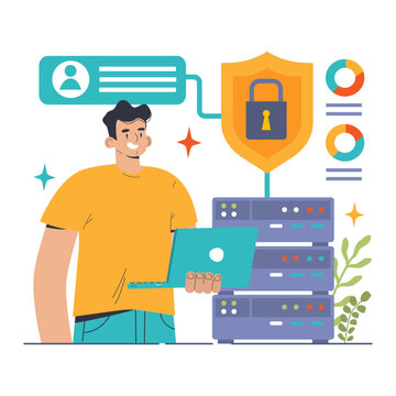 Back-end development. Coding, software engineering or programming. Software script development. Flat vector illustration