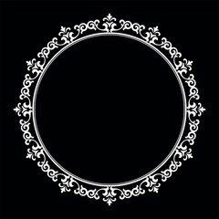 Decorative frame Elegant vector element for design in Eastern style, place for text. Floral black and white border. Lace illustration for invitations and greeting cards